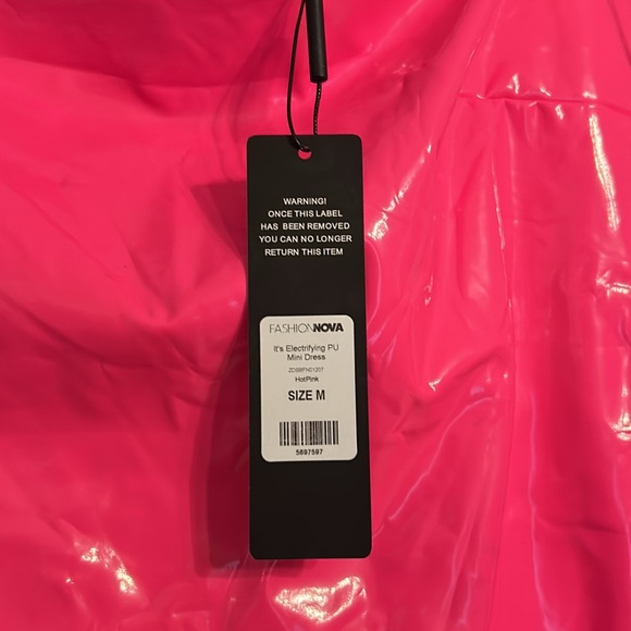 Fashion Nova Brand New Plastic Pink Mini Dress - Picture 3 of 8